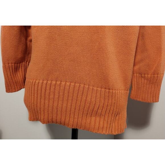 Autumn Burnt Orange Sweater Size L Preppy, Fall, Classy Cowl Collar Academic 🍁 - Picture 6 of 13